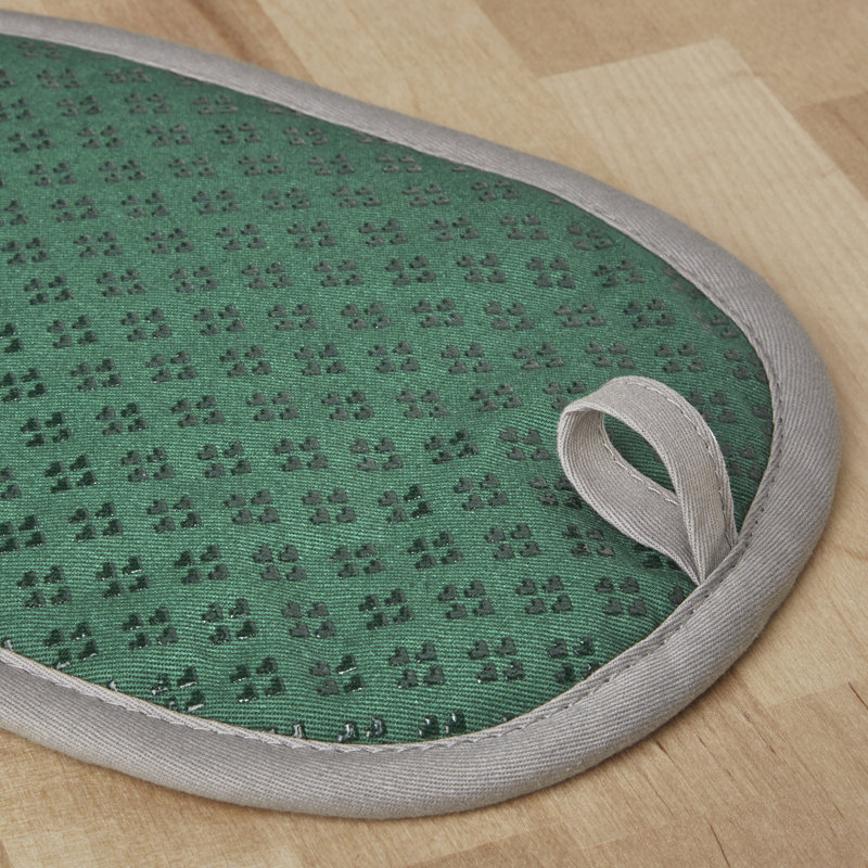 Asteroid Dark Green Silicone Grip Oval Pot Holder Set