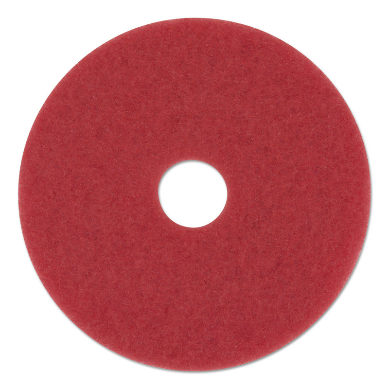 Red 12" Buffing Floor Pads for Rotary Machines, Pack of 5