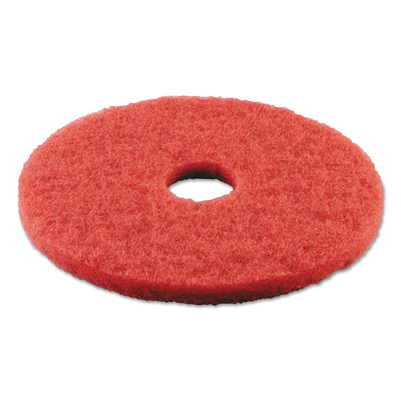 Red 12" Buffing Floor Pads for Rotary Machines, Pack of 5