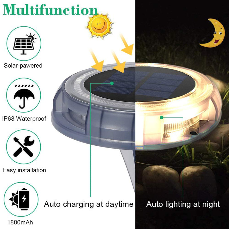 Warm White Solar Powered LED Garden Pool Lights Set of 4