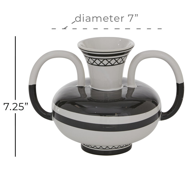 7" Eclectic Black and White Dolomite Amphora Vase