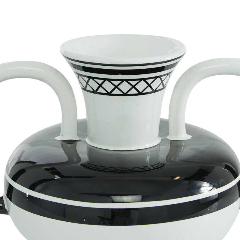 7" Eclectic Black and White Dolomite Amphora Vase