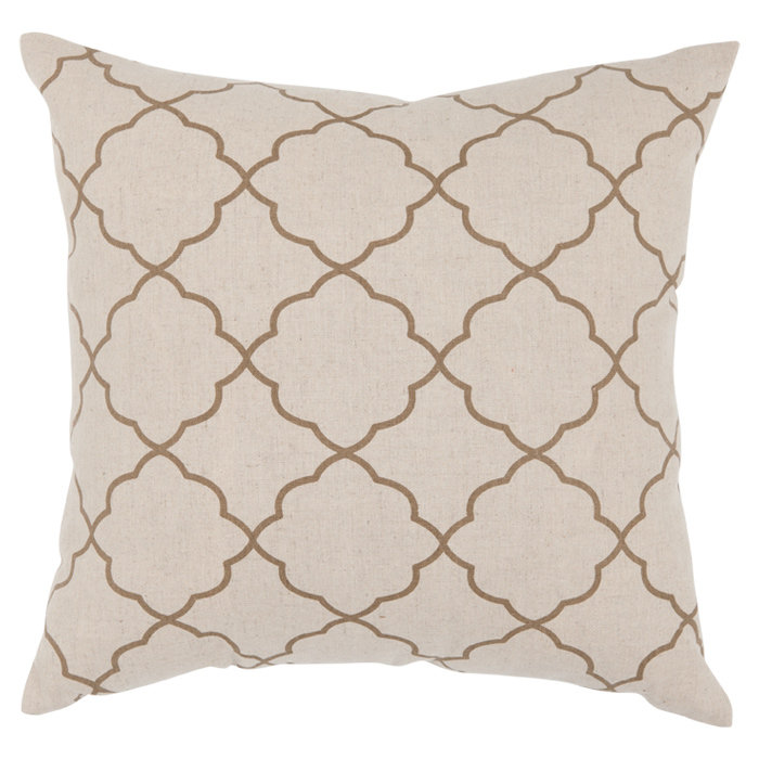 Beige Ikat Cotton Linen Square Throw Pillow Set