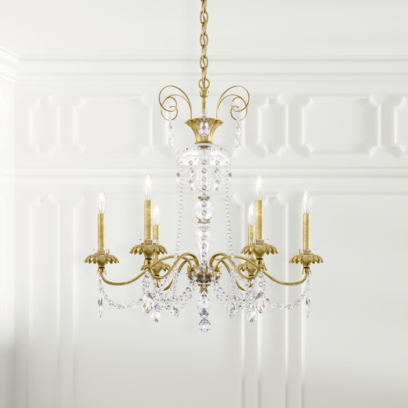 Helenia Heirloom Gold 6-Light Traditional Crystal Chandelier