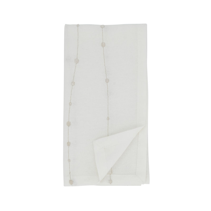 Silver Embroidered Cotton Square Napkin Set