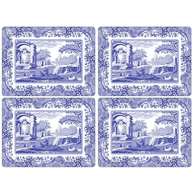 Blue Italian Hardboard Placemats Set of 4