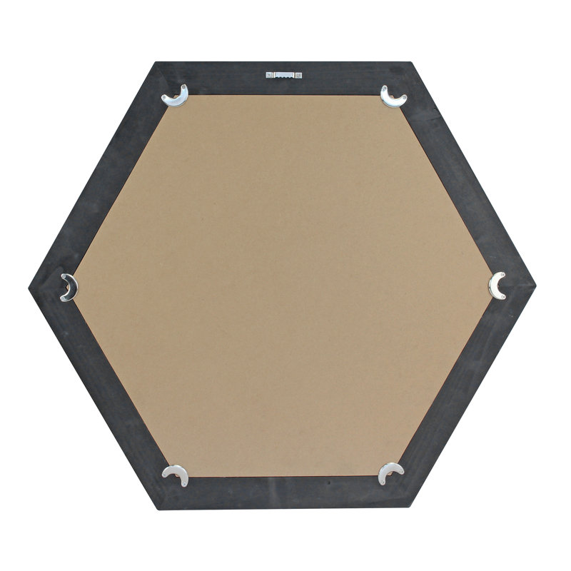 Modern Hexagon 27'' Black Wood Wall Vanity Mirror