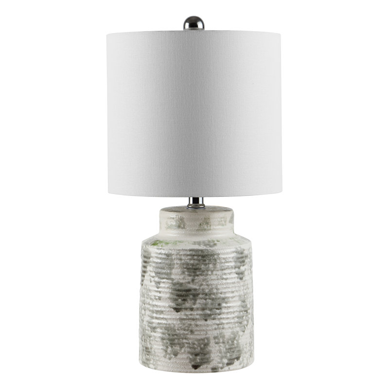 Branko 13'' Modern White Textured Ceramic Arc Table Lamp