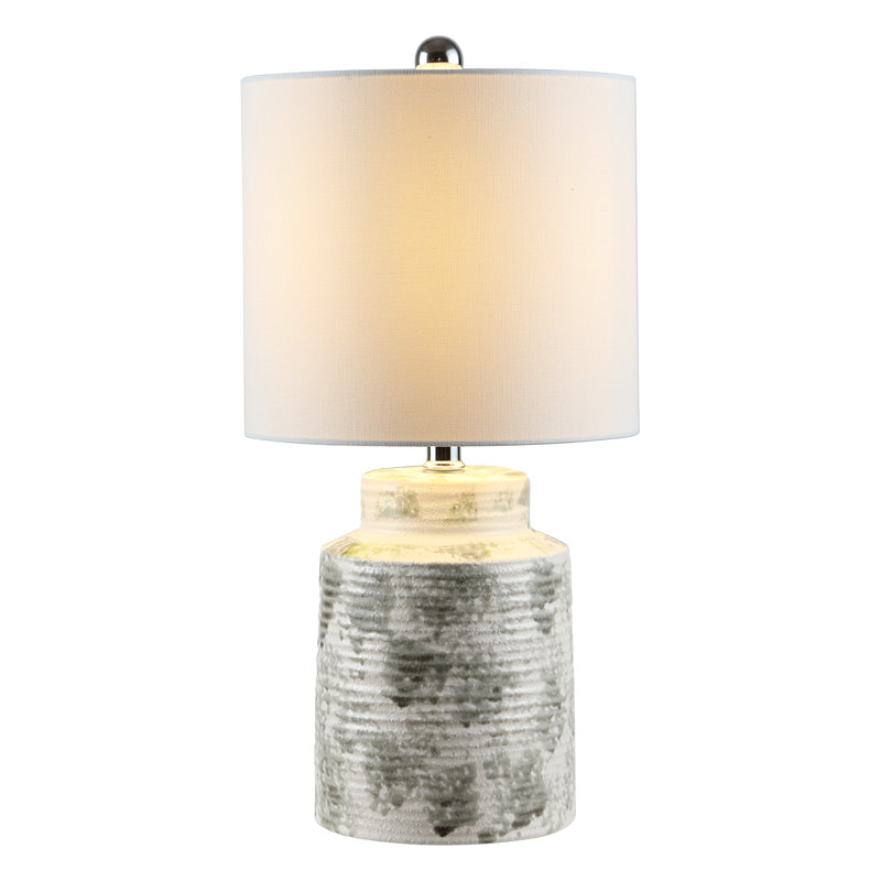 Branko 13'' Modern White Textured Ceramic Arc Table Lamp