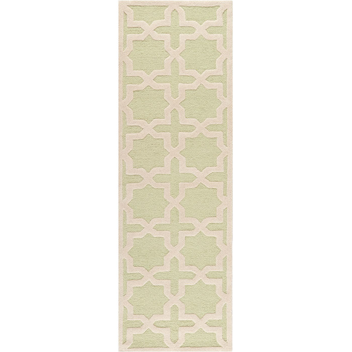 Hand-Tufted Woolen Harmony Rug in Light Green/Ivory, 5' x 8'
