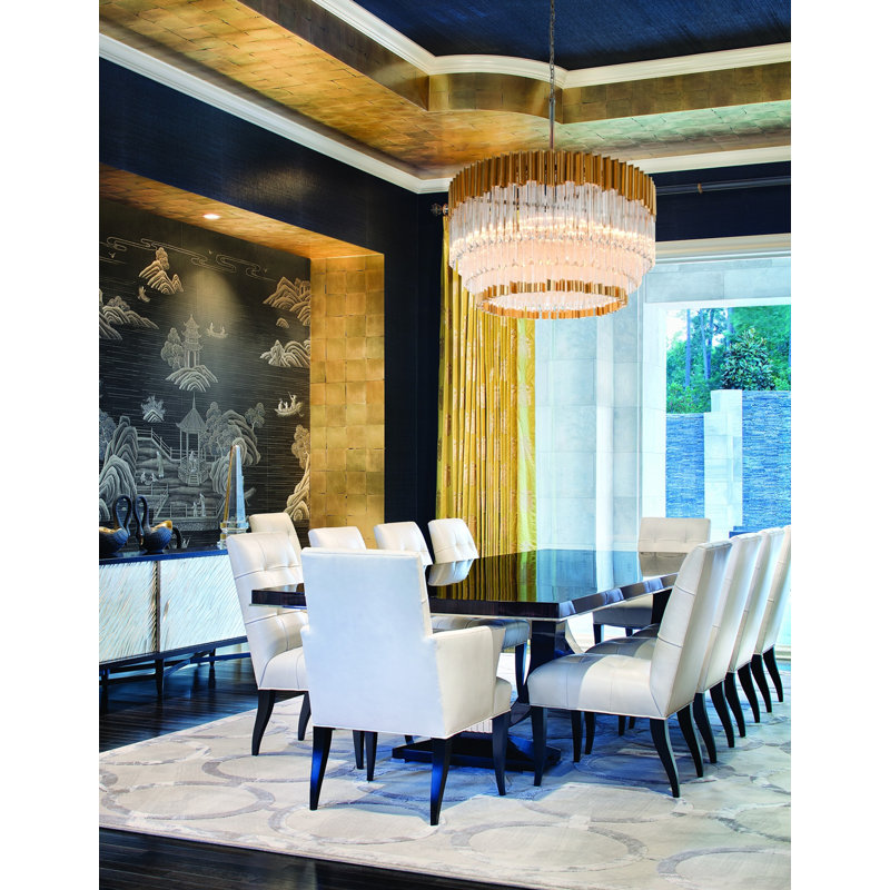 Gold Leaf and Crystal 10-Light Tiered Chandelier
