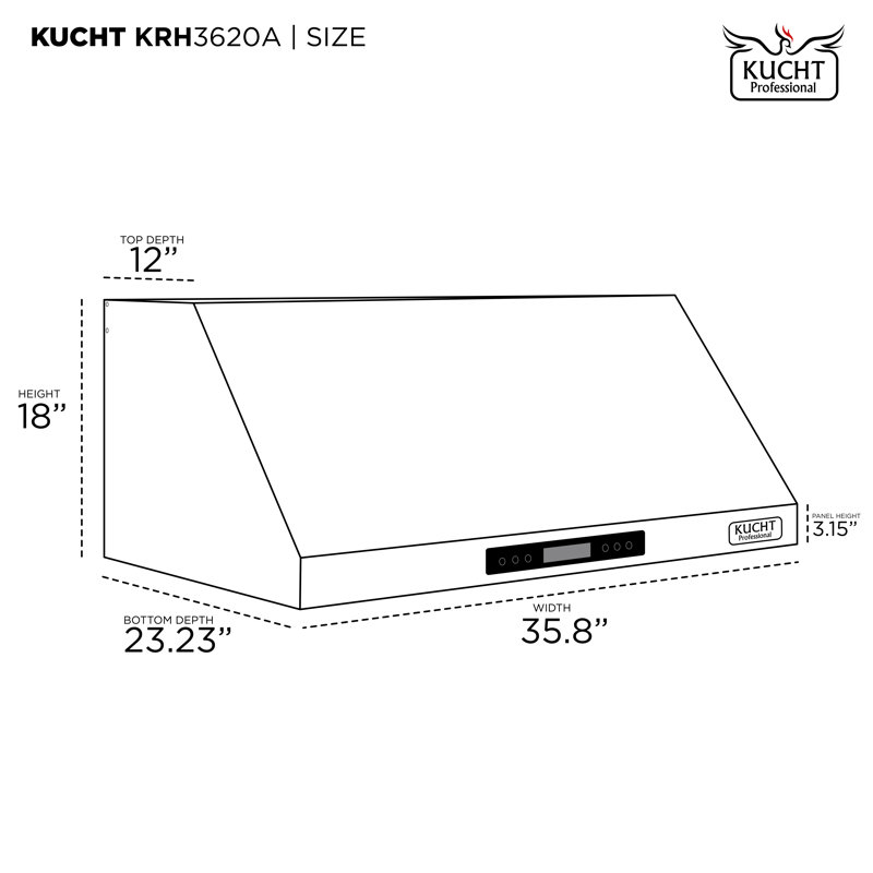 Kucht 36" Stainless Steel Under Cabinet Range Hood with LED Lights