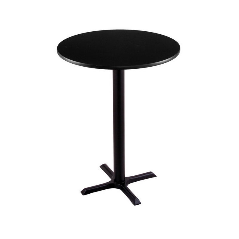 Contemporary 24" Round Black Laminate Dining Table with Metal Base