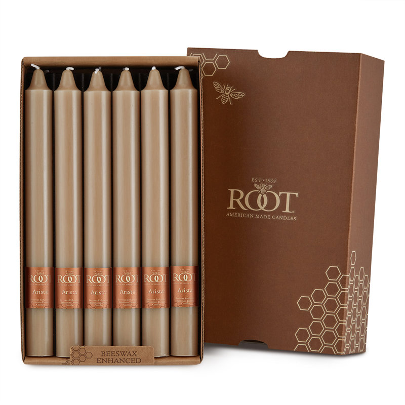 Taupe 9-Inch Beeswax Enhanced Unscented Taper Candles