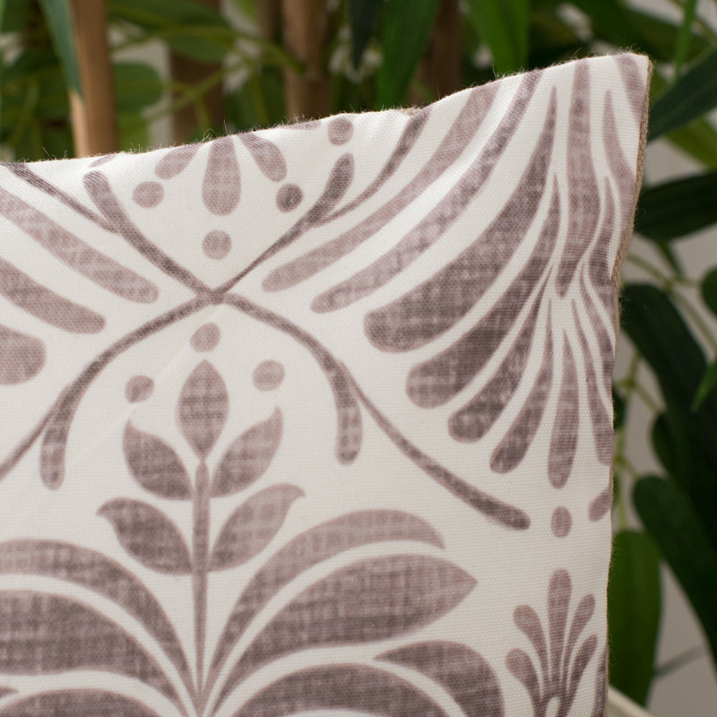 Classic Contemporary Chic Beige & White Cotton Blend Square Throw Pillow