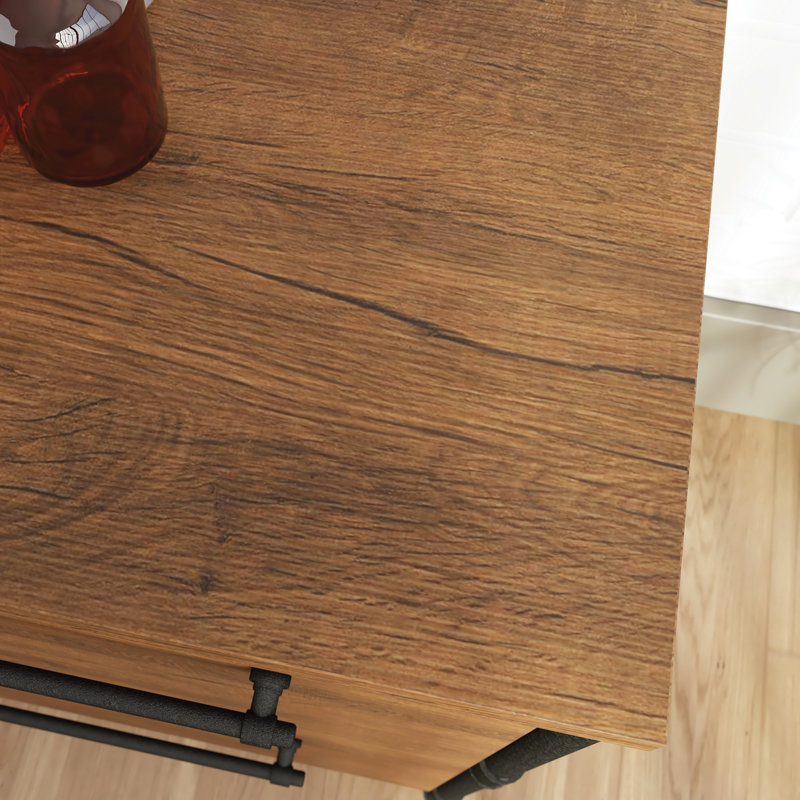 Checked Oak Industrial 2-Drawer Lateral File Cabinet