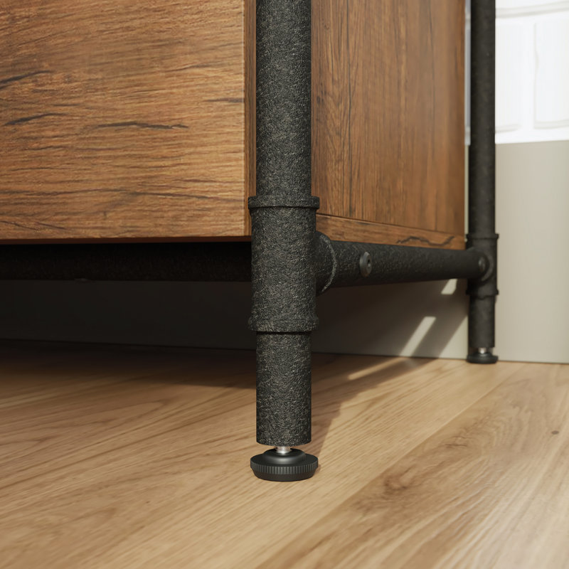 Checked Oak Industrial 2-Drawer Lateral File Cabinet