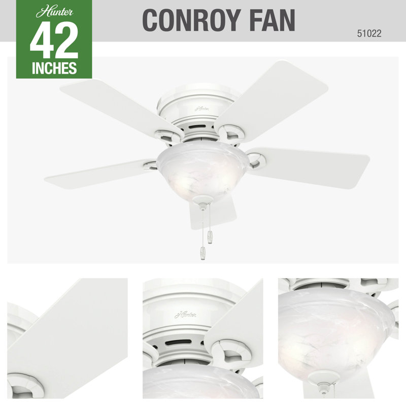 Conroy 42'' Snow White Low Profile Ceiling Fan with LED Light Kit