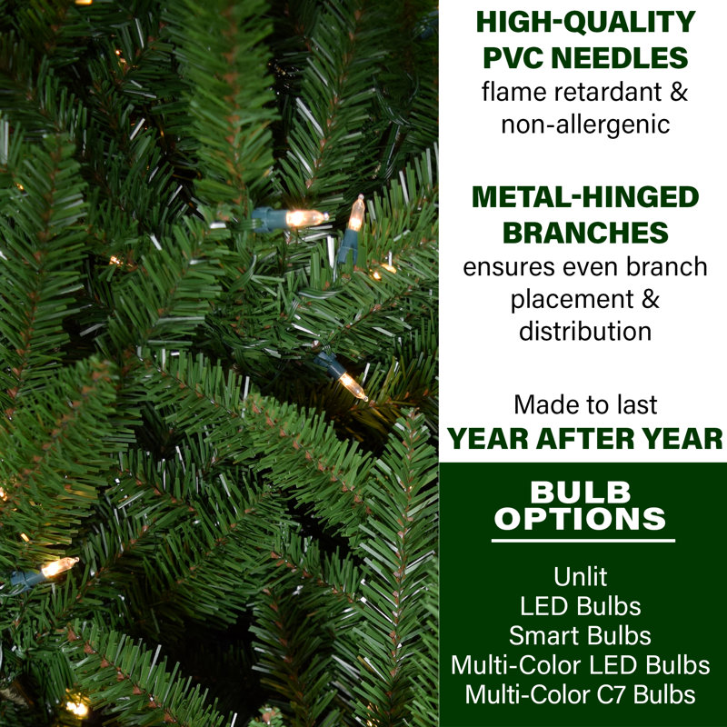 7.5-Foot Green Pine Christmas Tree with Multicolor LED Lights
