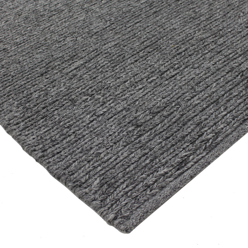 Handwoven Gray Wool and Viscose Runner Rug 2'6" x 7'