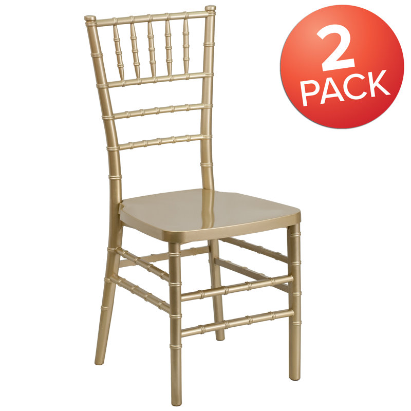 Gold Resin Stacking Chiavari Chairs, Set of 2