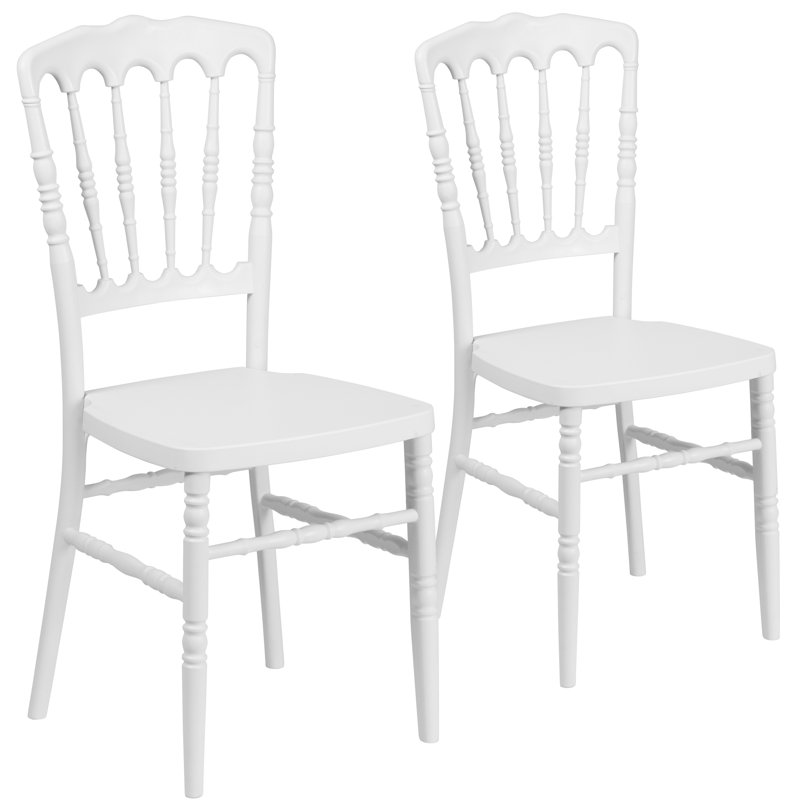 White Resin Stacking Napoleon Chairs, Set of 2
