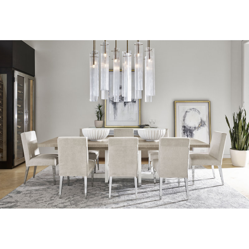 Beige Upholstered Parsons Side Chair with Wood Frame