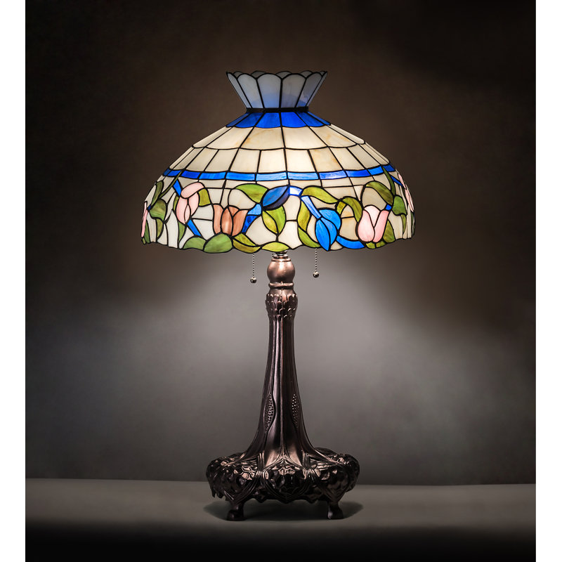Mahogany Bronze 33" Table Lamp with Stained Glass Shade
