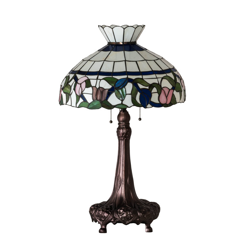 Mahogany Bronze 33" Table Lamp with Stained Glass Shade
