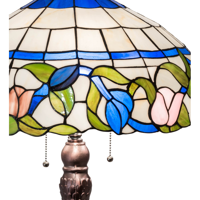 Mahogany Bronze 33" Table Lamp with Stained Glass Shade
