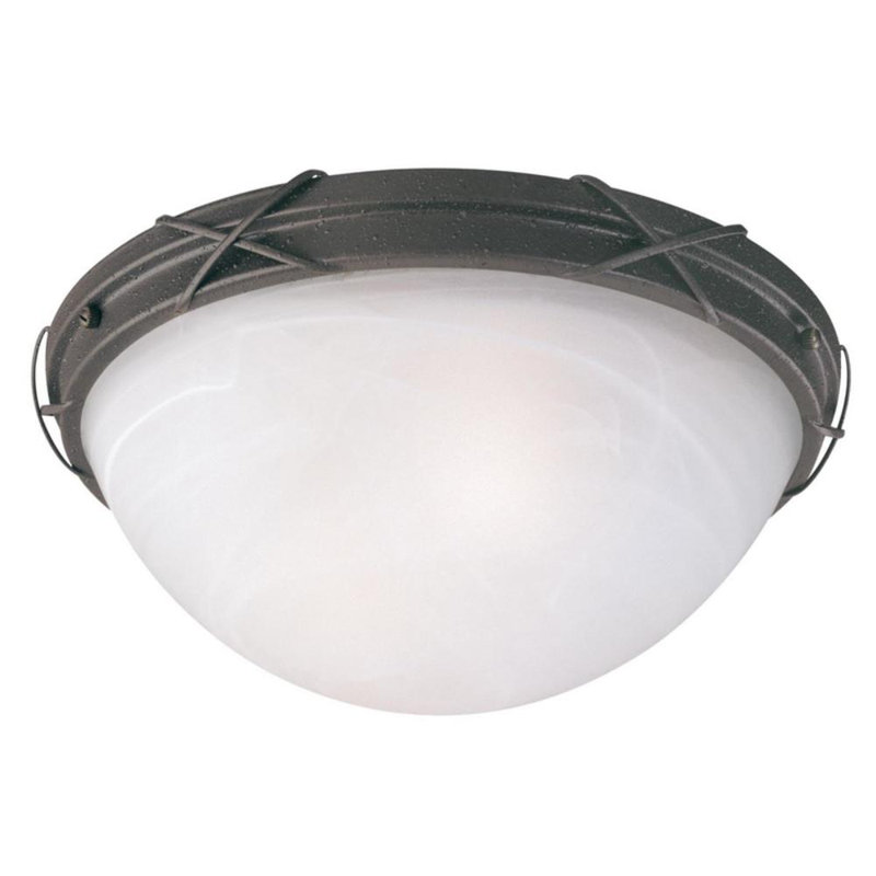 Rustic White Alabaster Glass Outdoor Flush Mount Light