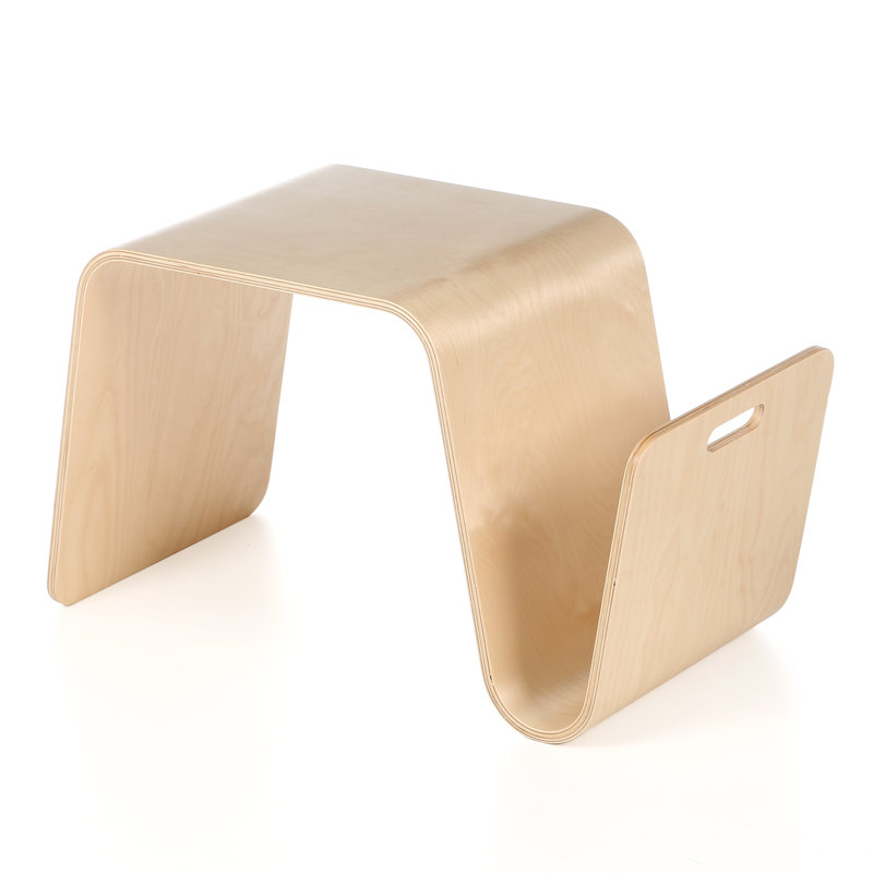 Birch Wood Modern Rectangular Side Table with Storage