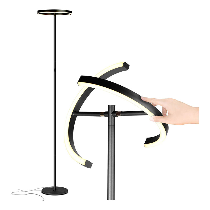 Halo Split Black Adjustable LED Torchiere Floor Lamp