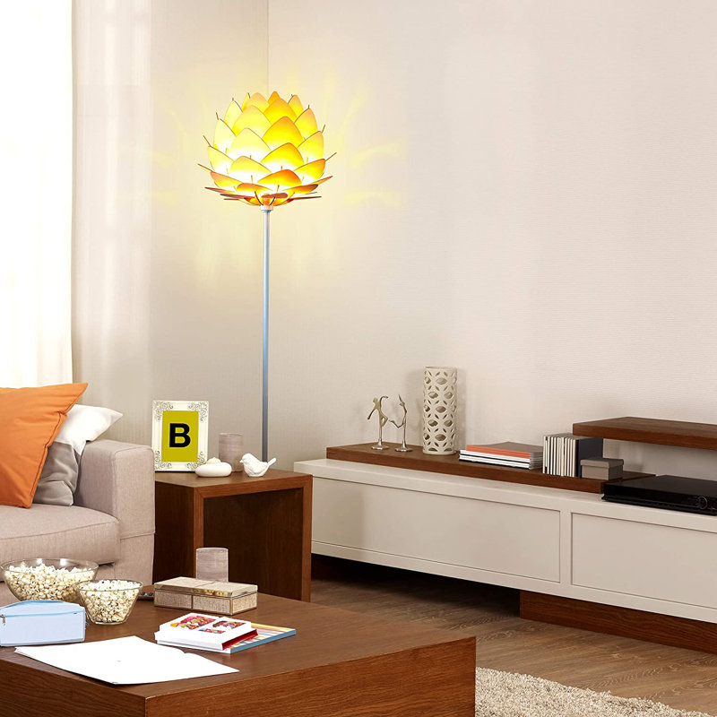 White 66" Torchiere Floor Lamp with Google Assistant for Kids