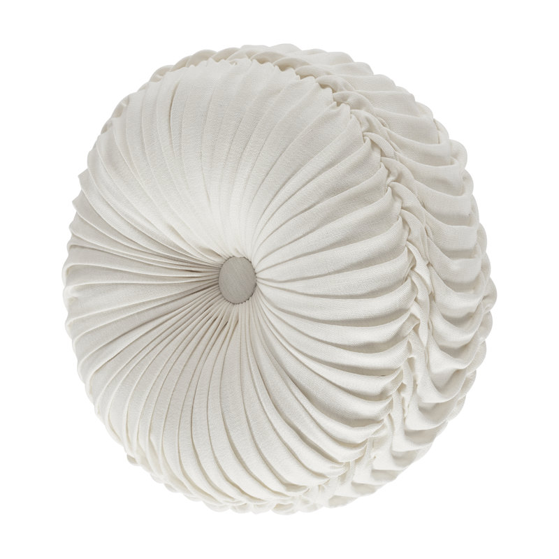 Annie Hand-Sewn Embroidered Round Throw Pillow, White