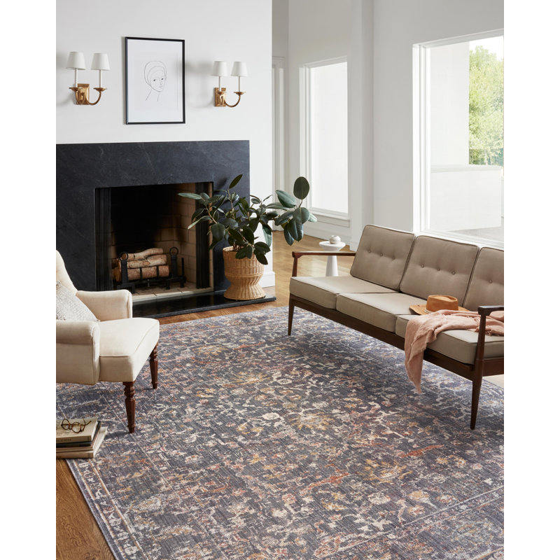 Rosemarie Graphite Multi 9' x 12' Reversible Synthetic Area Rug