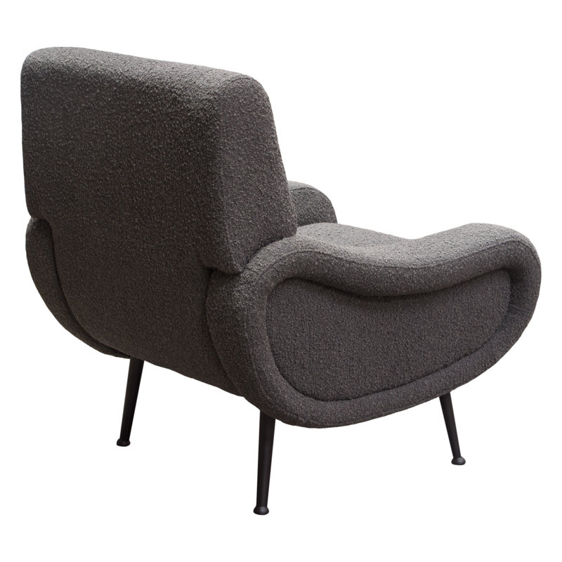 Charcoal Velvet Eucalyptus Wood Metal-Legged Armchair