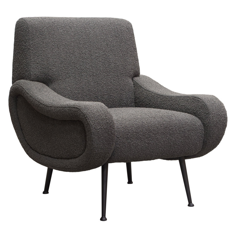Charcoal Velvet Eucalyptus Wood Metal-Legged Armchair