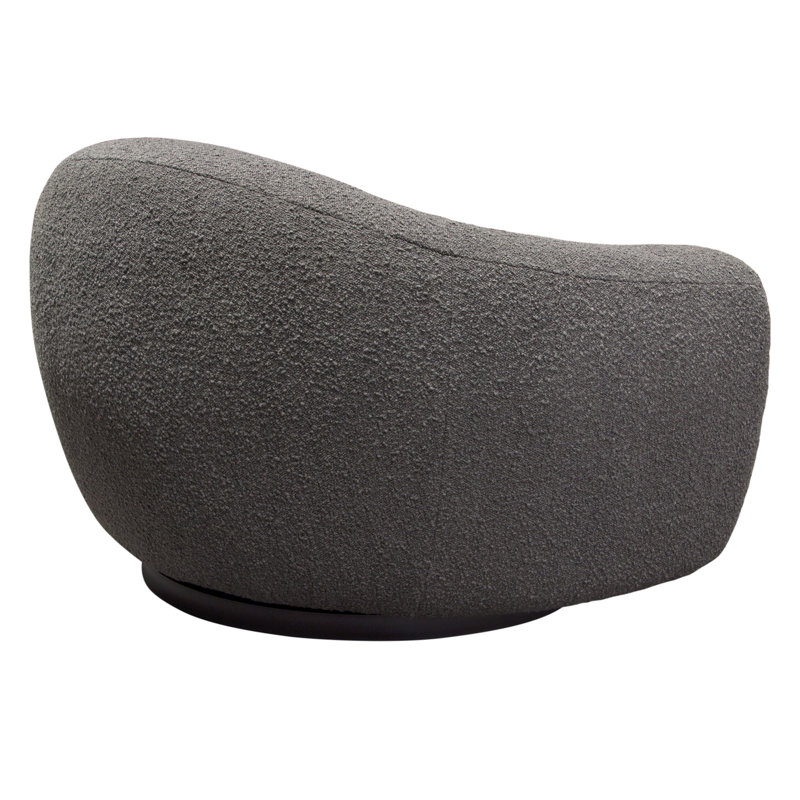 Charcoal Boucle Textured Swivel Barrel Chair