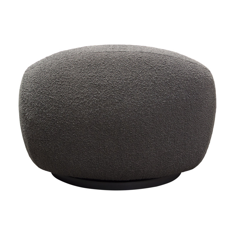 Charcoal Boucle Textured Swivel Barrel Chair