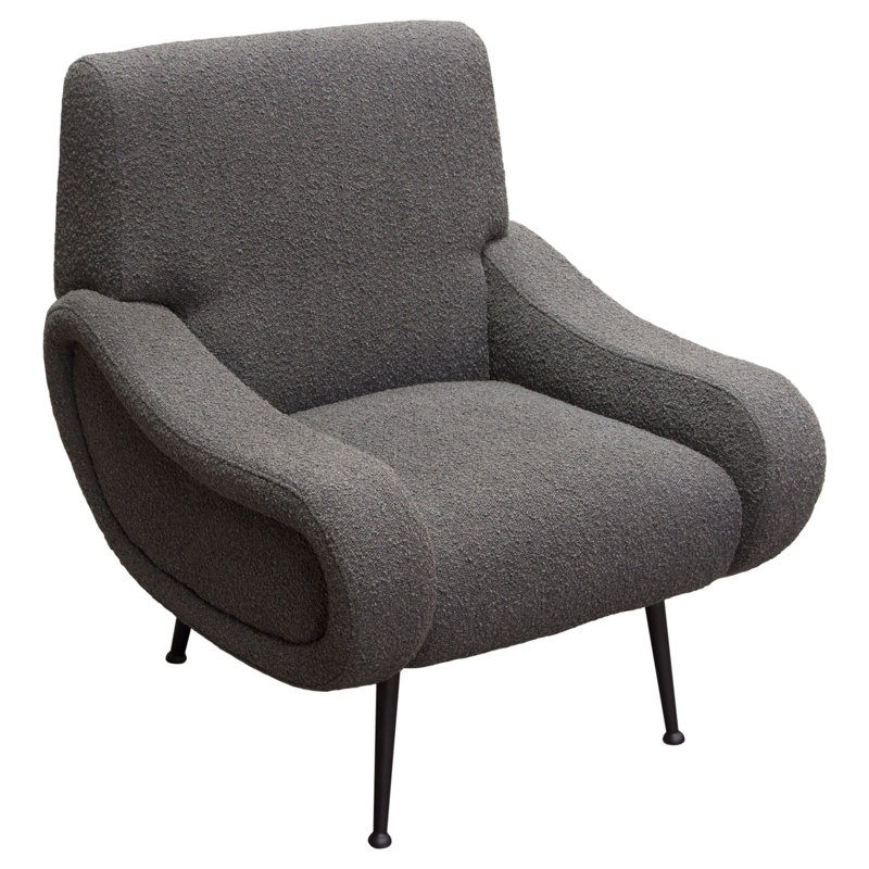 Charcoal Velvet Eucalyptus Wood Metal-Legged Armchair