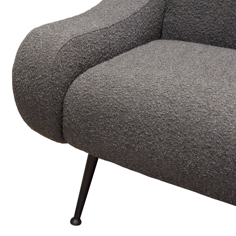 Charcoal Velvet Eucalyptus Wood Metal-Legged Armchair