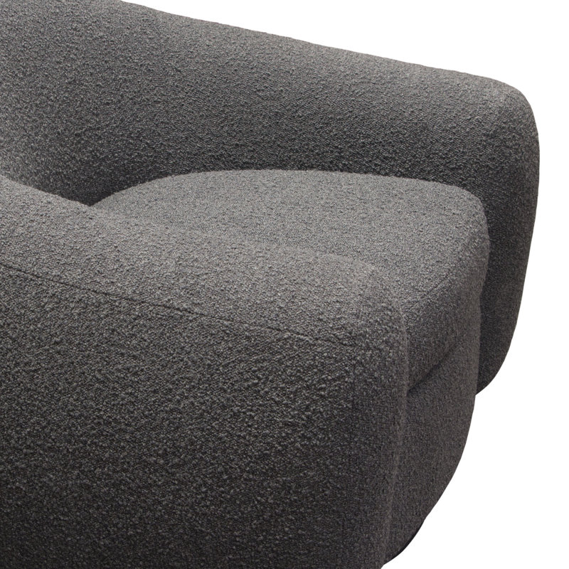 Charcoal Boucle Textured Swivel Barrel Chair