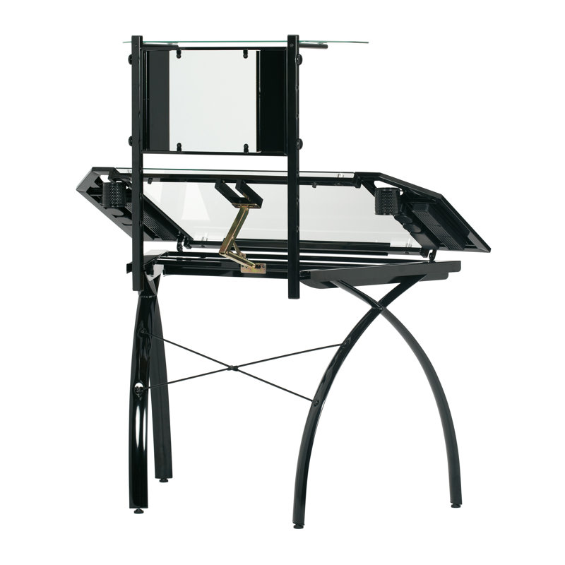 Futura Glass-Top Crafting Table with Drawer and Shelf