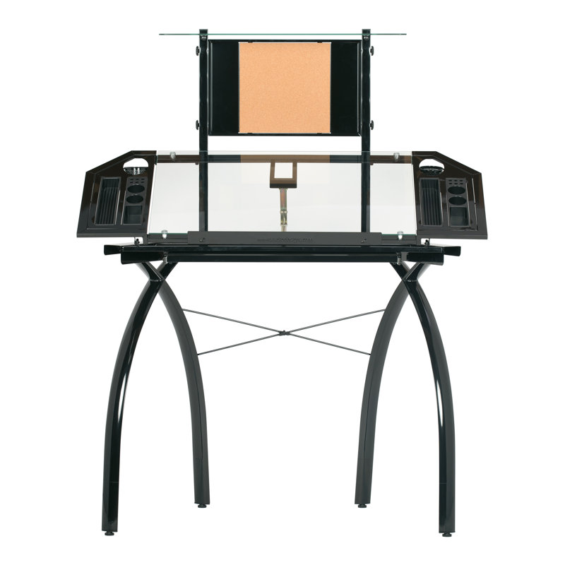 Futura Glass-Top Crafting Table with Drawer and Shelf