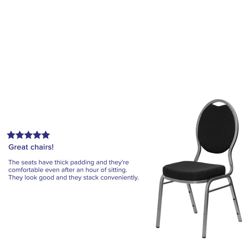 Black Patterned Fabric and Metal Stacking Banquet Chair