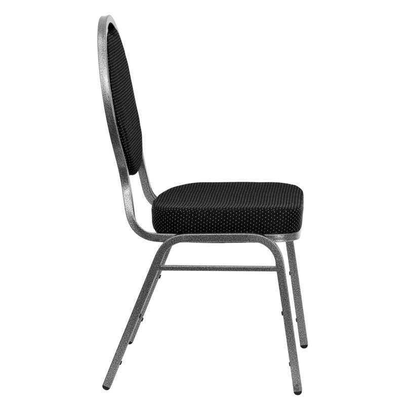 Black Patterned Fabric and Metal Stacking Banquet Chair
