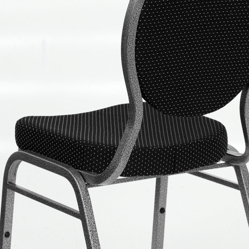 Black Patterned Fabric and Metal Stacking Banquet Chair