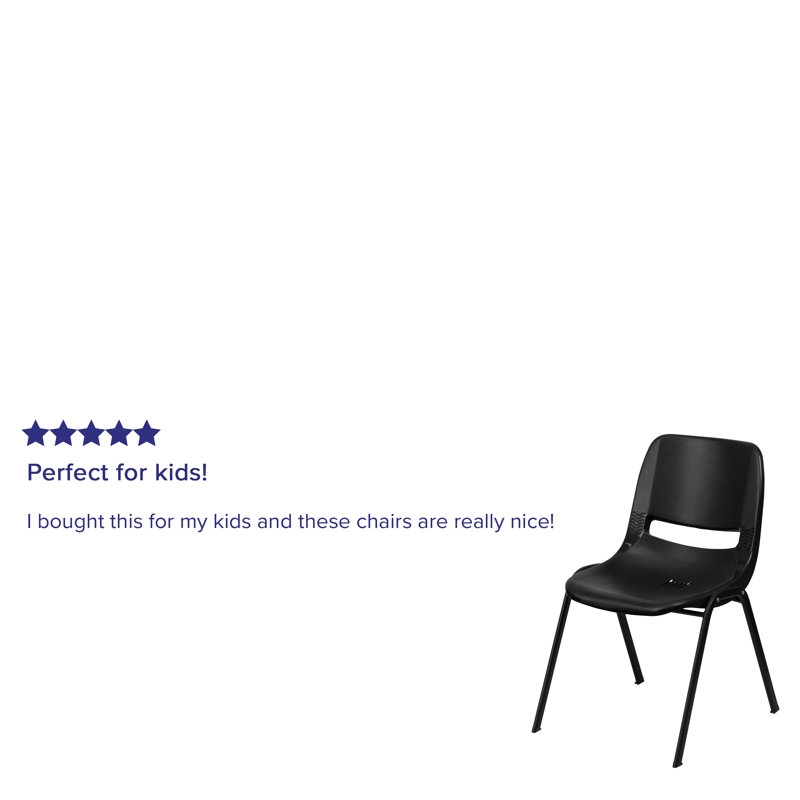 ErgoFlex Black Vinyl & Metal Mid-Back Stacking Chair - Pack of 5
