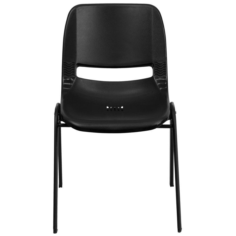 ErgoFlex Black Vinyl & Metal Mid-Back Stacking Chair - Pack of 5